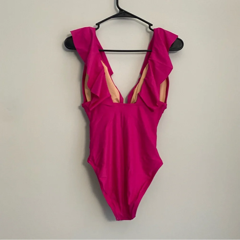 J. Crew Ruched Ruffle One-Piece Swimsuit - Picture 5 of 5